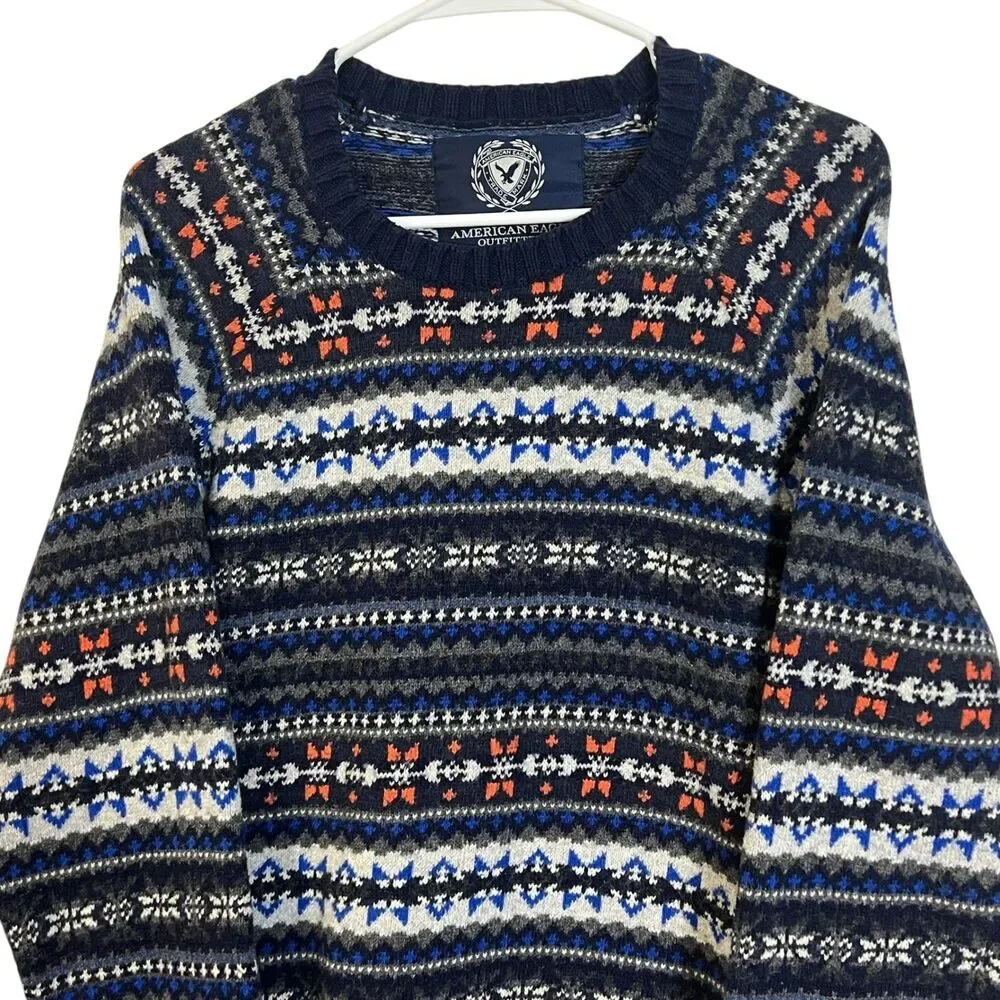 American Eagle Outfitters Men's Sweater Fair Isle Pattern Crew Neck Pullover XL